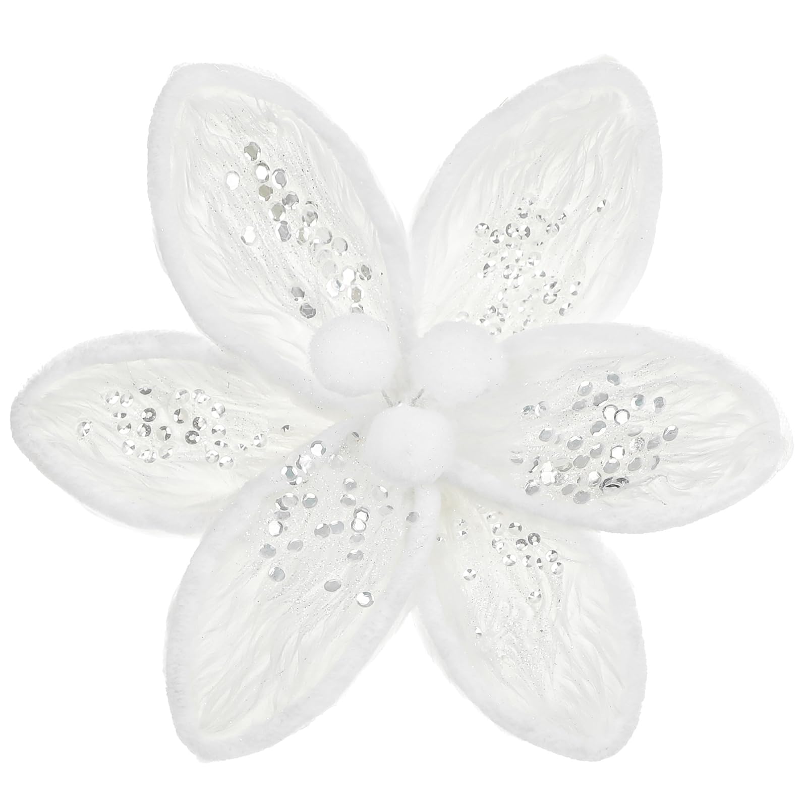 4PCS Plush Christmas Flower for Decorations, 10'' Large Fluffy Artificial Flowers Fake Poinsettia, White Floral Ornaments for Xmas Home Decor, Christmas Tree, Wreath, Garland, New Year, Wedding