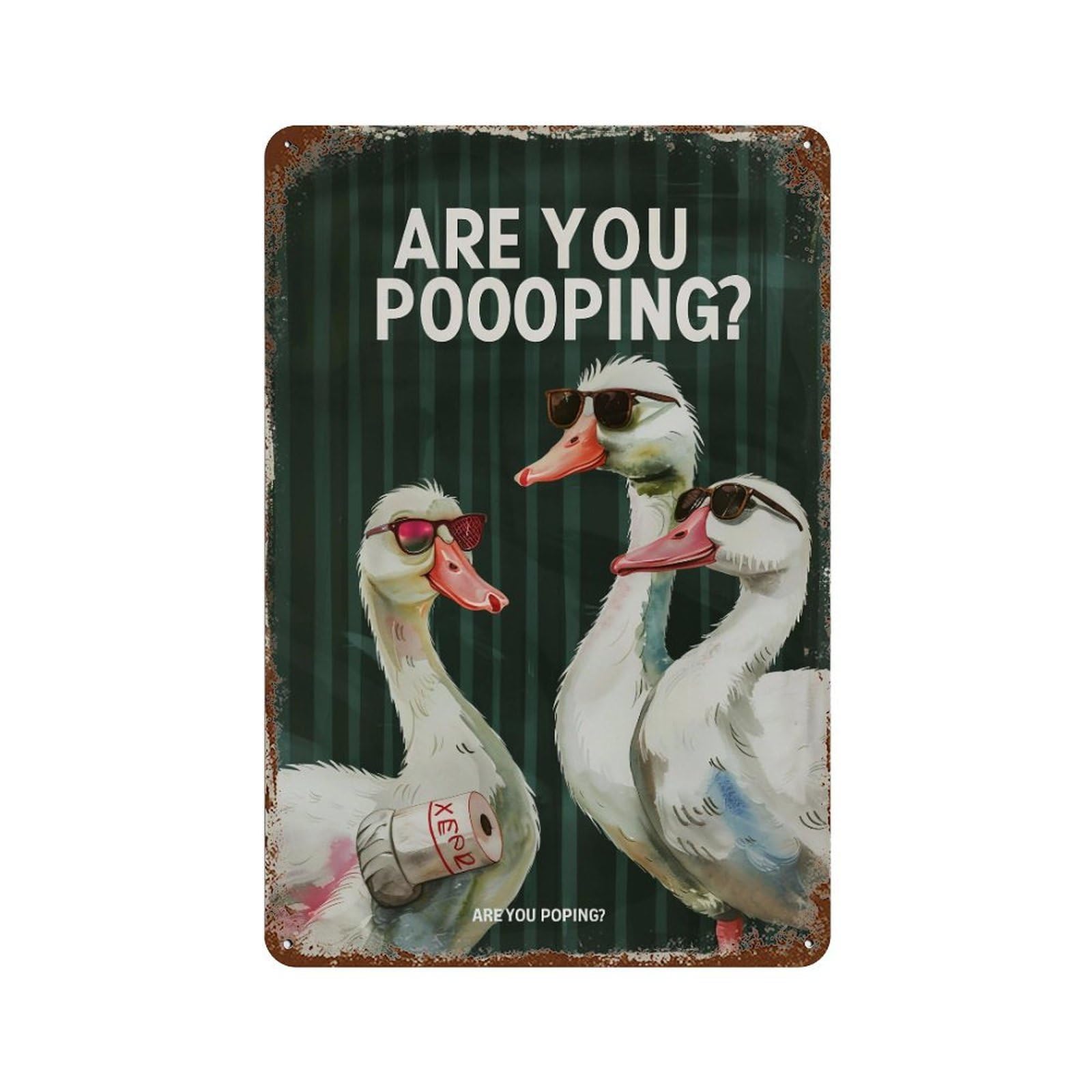 FHUYEURHRY Duck Bathroom 01 Wall Decor Retro Iron Vintage Art Metal Tin Sign Poster Modern Home Cofffee Club Art Bar Shop Decorations Style-16 30x20cm