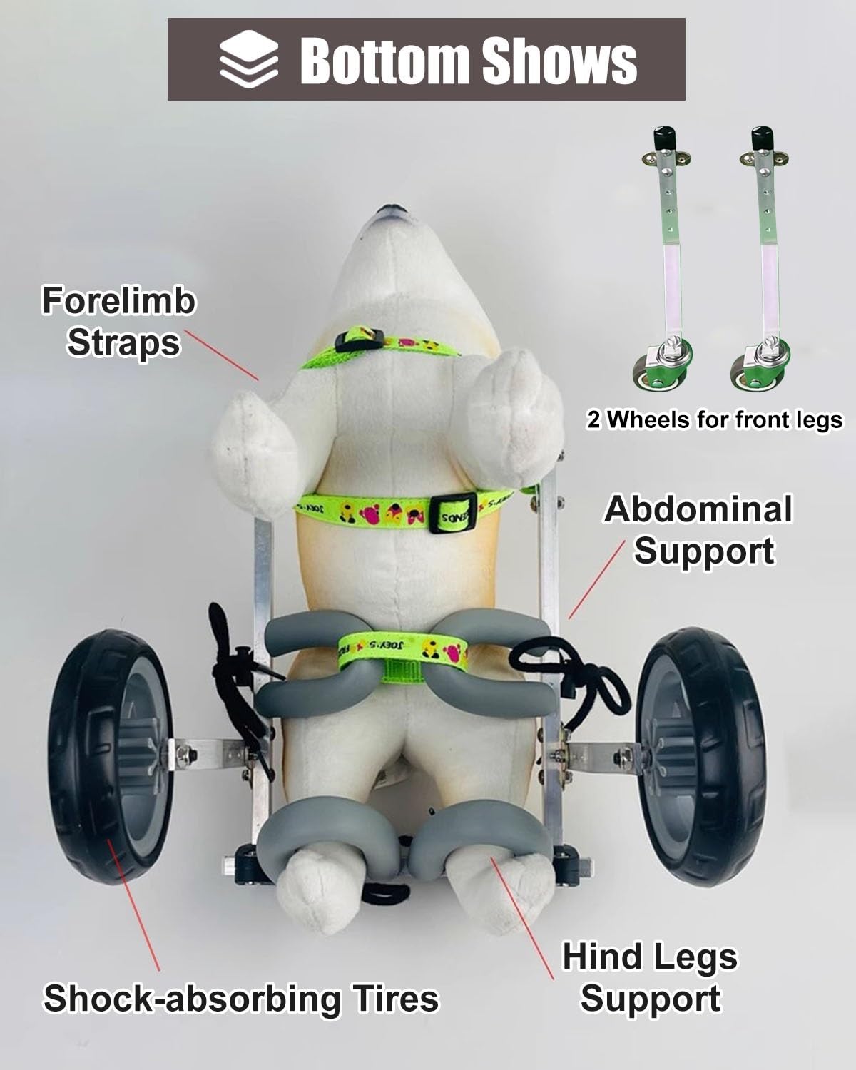 Metalowy wózek rehabilitacyjny dla małych zwierząt, wózków inwalidzkich do ćwiczeń niepełnosprawnych(Size XS)