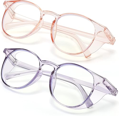 Outray 2 pares de gafas de seguridad anti niebla, gafas de protección azul, bloqueo de luz azul para hombres mujeres