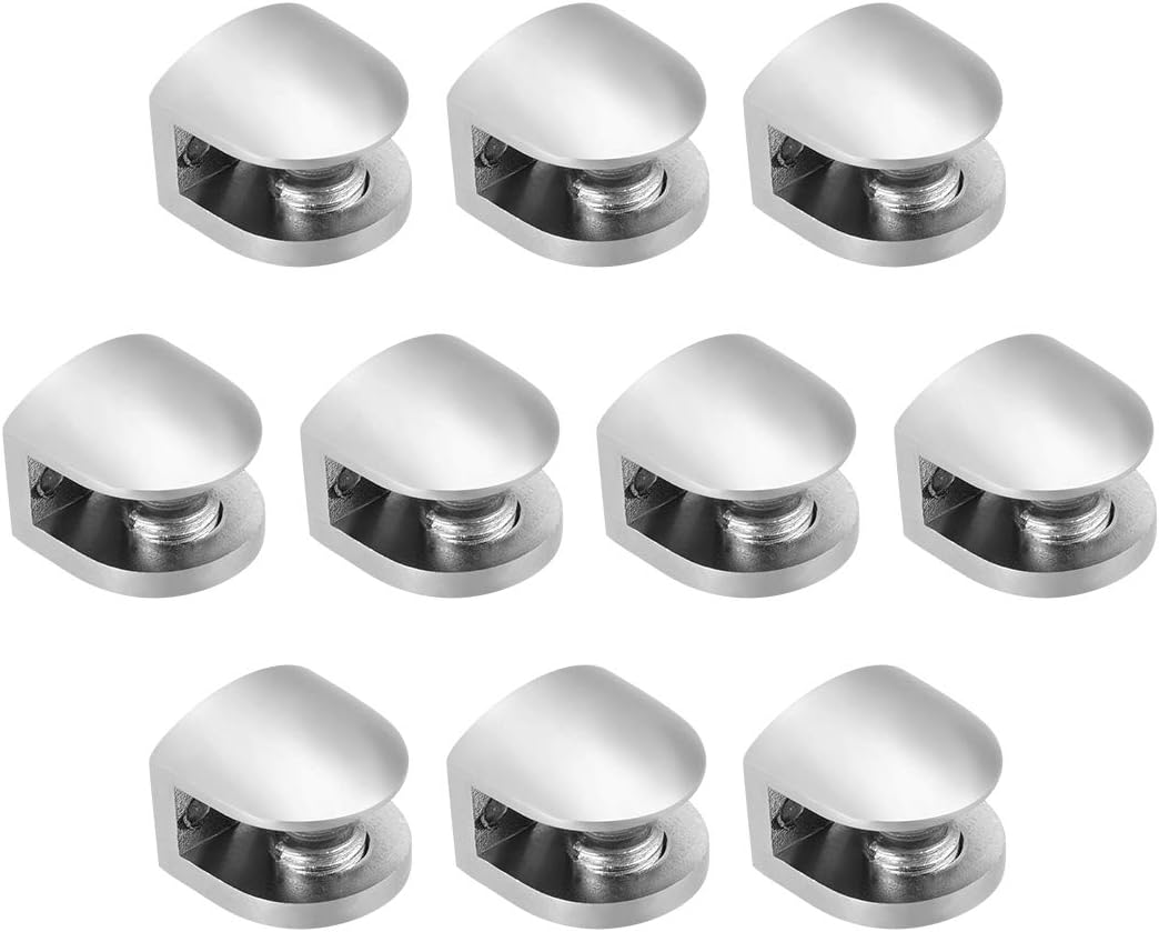 uxcell Glass Shelf Support, Zinc Alloy Clip Holder for 5-8mm Thick 10pcs