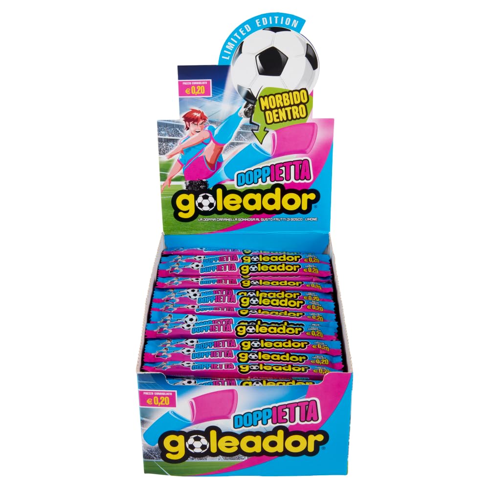 Goleador Lastrina Doppietta, Caramelle Gommose, Gusto Frutti di Bosco e Limone, Senza Glutine, con Zucchero, Confezione da200 Monopezzi, da Condividere con Amici o con Chi Vuoi