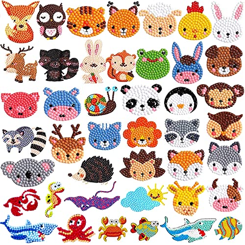 43Pcs 5D Diamond Painting Stickers Kits For Kids,Animal Diamond Painting Stickers By Numbers,Diy Diamond Art Mosaic Stickers,Art Craft Animal Stickers Painting With Diamonds For Kids Beginners #TOP6