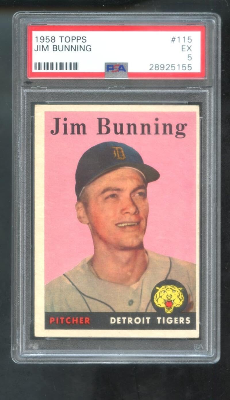 1958 Topps #115 Jim Bunning PSA 5 Graded Baseball Card Detroit Tigers