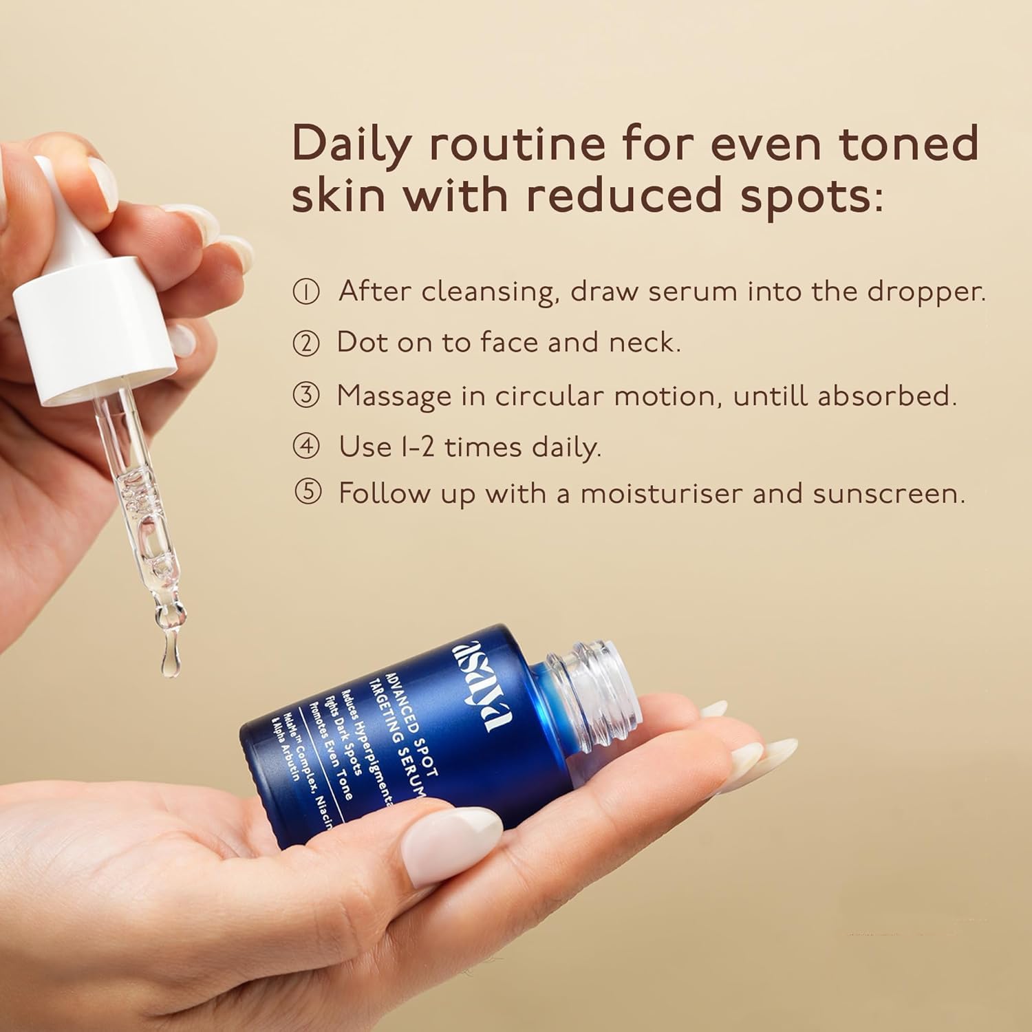 Asaya Advanced Spot Pigmentation Face Serum | Niacinamide & Alpha Arbutin | Helps Improve the Appearance of Dark Spots & Uneven Skin Tone | Lightweight & Fast Absorbing | For Men & Women | 30 ml