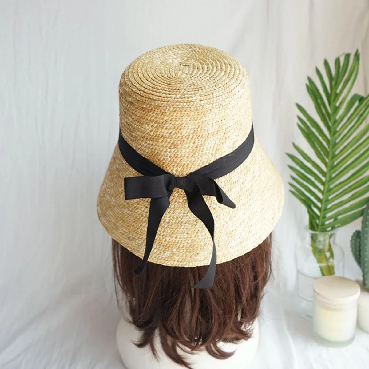 Sombrero de protección solar de ala ancha, sombreros de paja de verano para mujeres para exteriores
