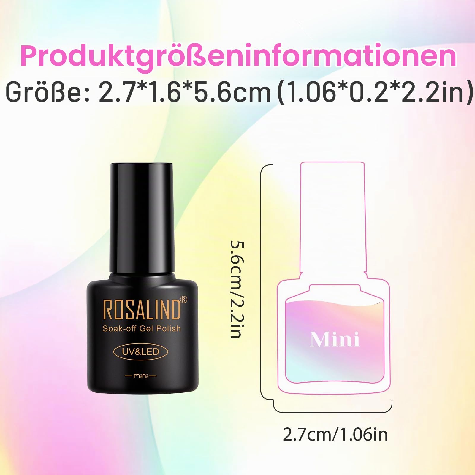 ROSALIND UV Nagellack Set 100 Stück Schwarz Weiß Rot Rosa Blau Grün Violett