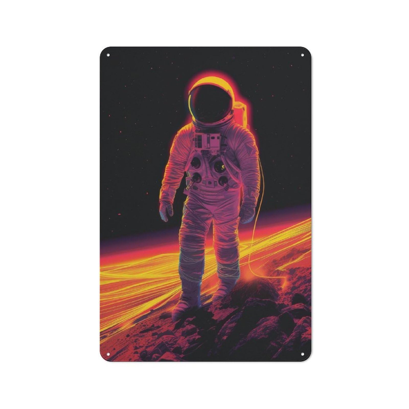 Junmoney Minimalistic Astronaut Rustic Metal Sign 30X20cm Featuring For Garage Wall, Suited To Garage Decor Collectors