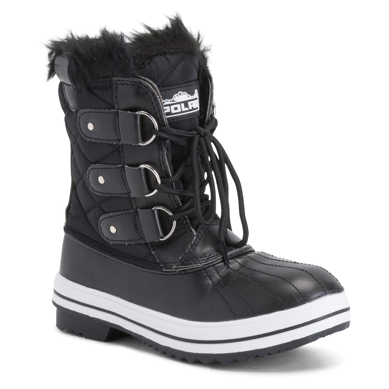 Polar Womens Snow Boot Nylon Short Winter Snow Rain Warm Waterproof Boots - Black - 6-39 - CD0030
