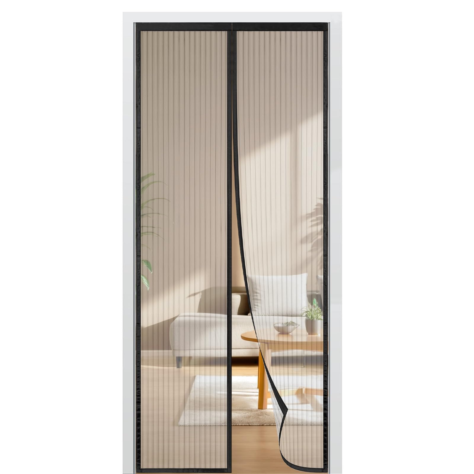 BUIRTLY Fly Screen Magnetic Insect Screen 60 x 220 cm, Magnetic Grid for Balcony Doors, Cellar Doors and Patio Doors, Easy Adhesive Installation, No Drilling Required, Black — image 1