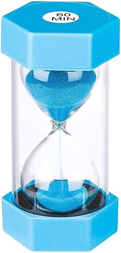 Miniatura 1 de SuLiao Reloj de arena con temporizador de 60 minutos reloj de arena de plástico de 60 minutos, reloj gigante de arena azul de 60 minutos,
