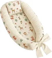 Ninho redutor de berço bebê percal 100% algodão + Almofada Anatomica Estampada Unissex (Raposinha)