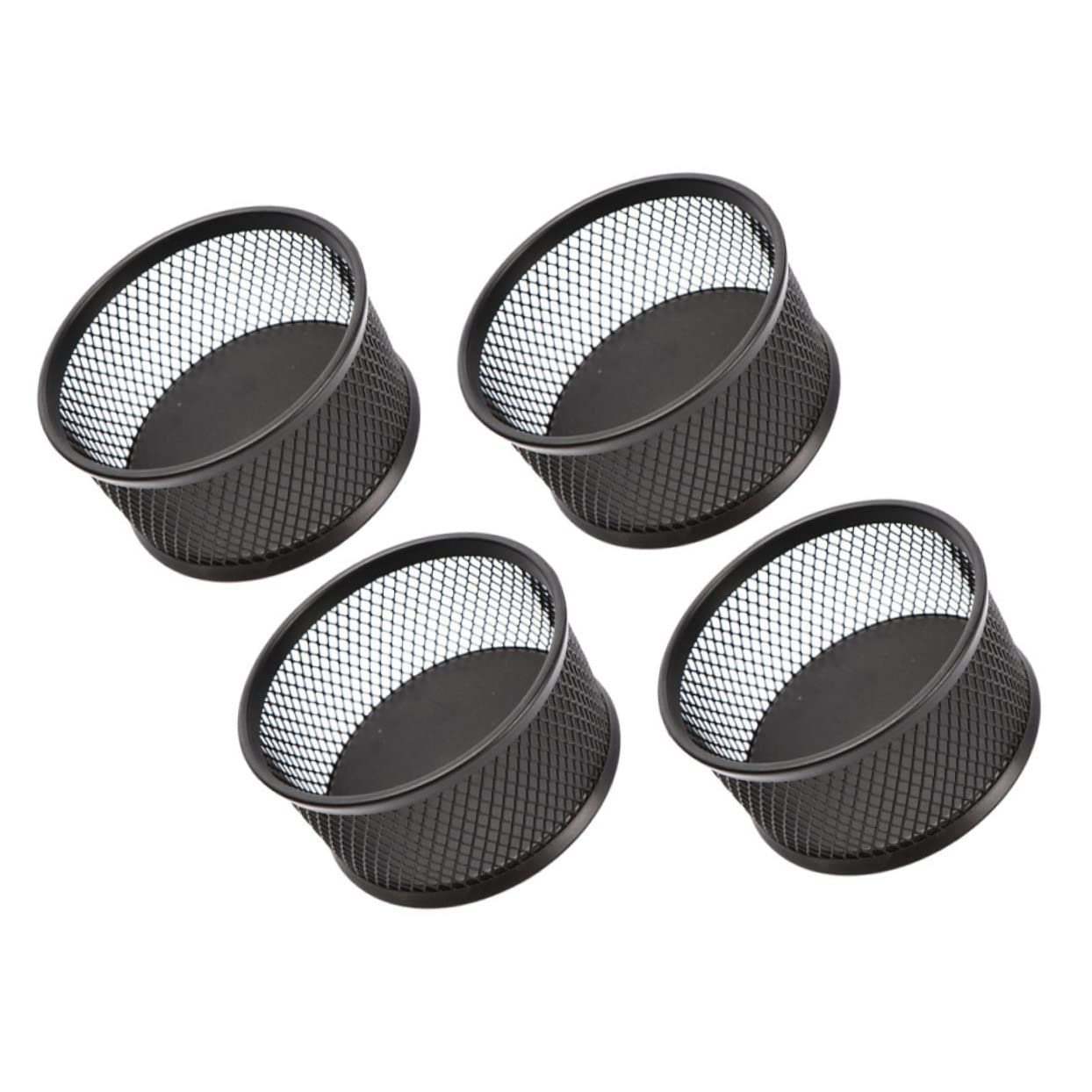 KALLORY Mesh Paper Clip Dispenser Desk Organizer Binder Clip Cup Paperclip Cup Mesh Storage Barrel