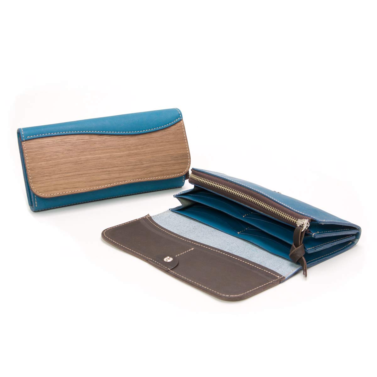 ラスト1点PRICE varco real wood ウォルナット キップレザーのロングウォレット