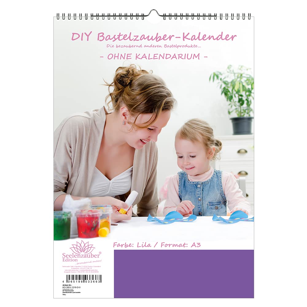 DIY Bastelzauber Wall Calendar for Crafts without Calendar DIN A3 Portrait Format Colour: Pink - Seelenzauber Photo Calendar Craft Calendar Crafts