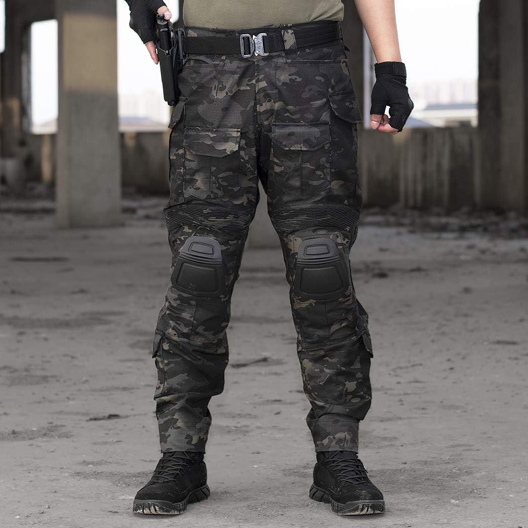 IDOGEAR G3 Pantalones de combate con rodilleras Multicam Tactical Pant Rip-Stop Pantalones