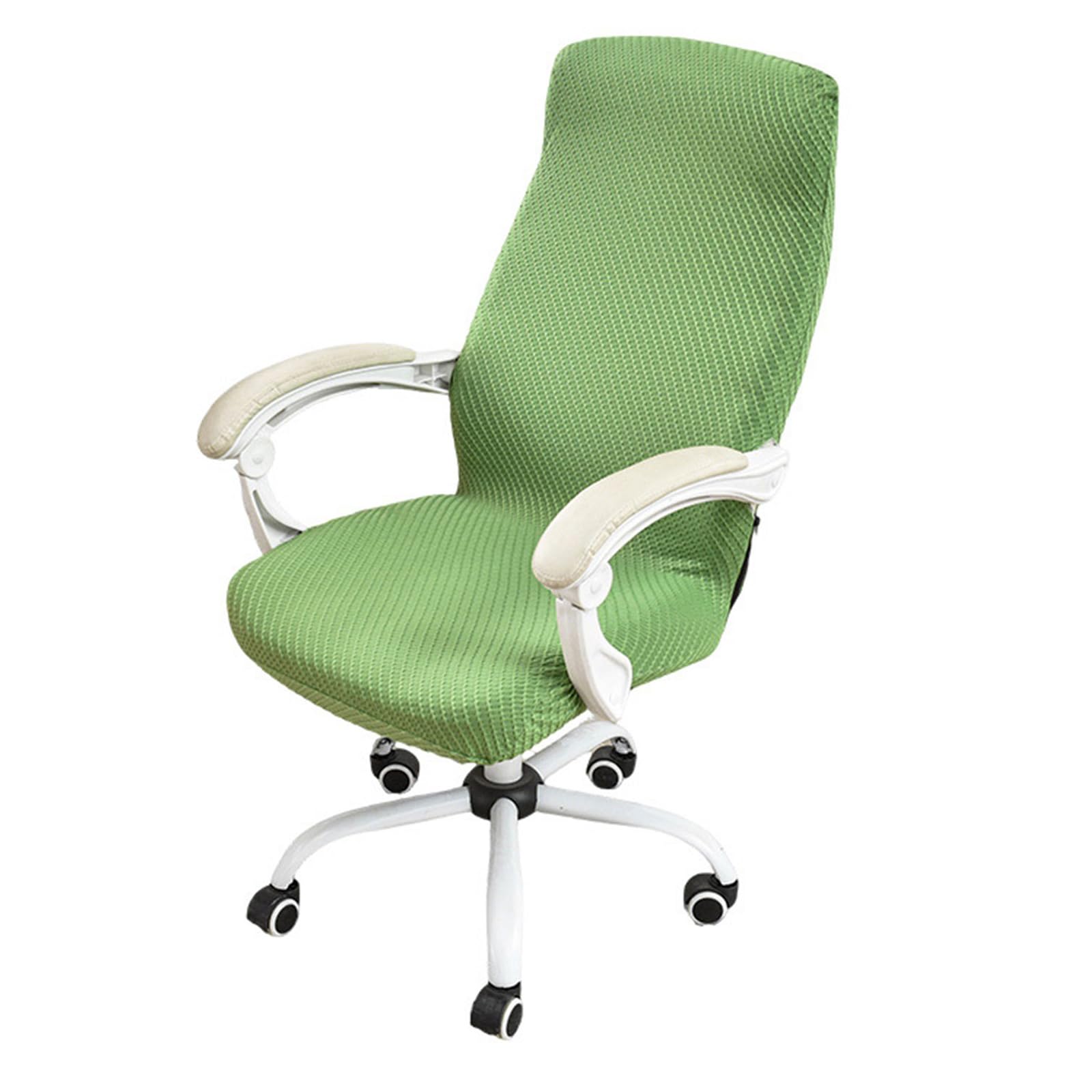 Mekalero Textured Fabric Offices Chair Cover High Elasticity Polyester Fabric Zippered Computer Rotating Chair Slipcover Rotating Slipcover with Zippers