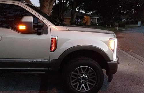 Miniatura 5 de iJDMTOY Kit de Iluminación LED Deportiva Roja Compatible con Ford F250 F350 F450 Super Duty 2017-2021, Emblema Cromado de Defensa Lateral