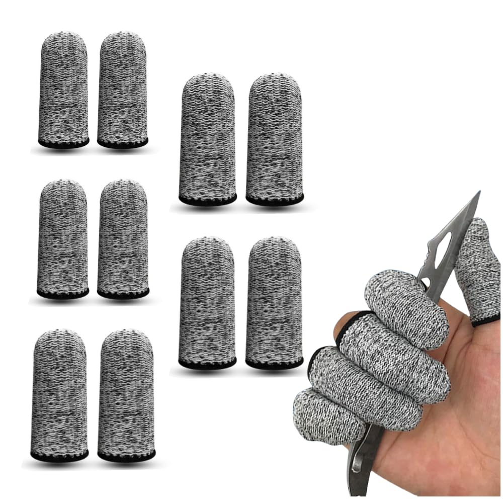 10 PCS Cut Resistant Finger Cots Protector Finger Sleeve Protectors Reusable Finger Guards Finger Covers Protection Cots for Kitchen,Work, Sculpture, Anti-Slip, Reusable,Gloves Life Extender-image-44