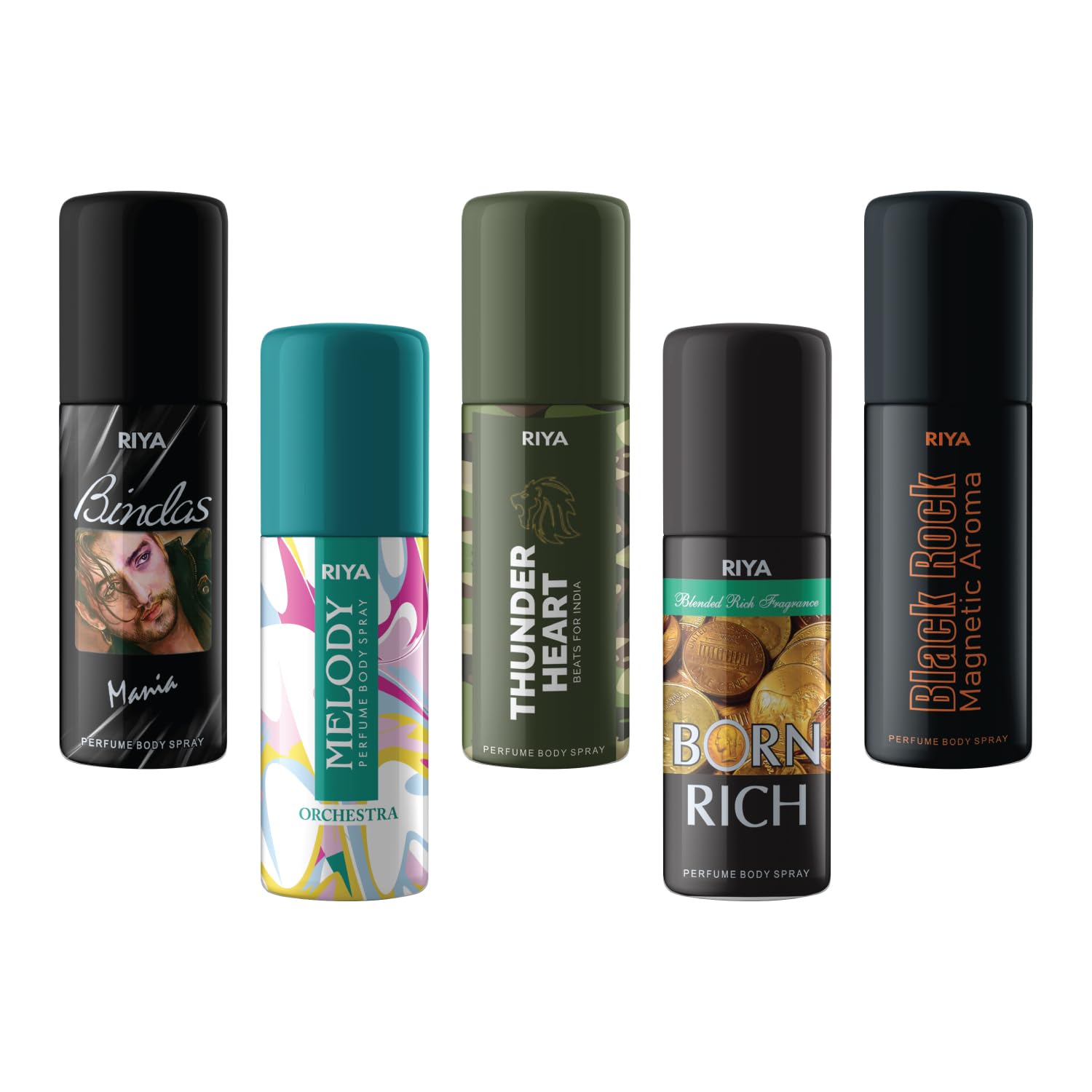 Riya Bindas & Melody Orchestra & Thunderheart & Born Rich & Black Rock Deodorant For Unisex 40 ML Each-picture-26