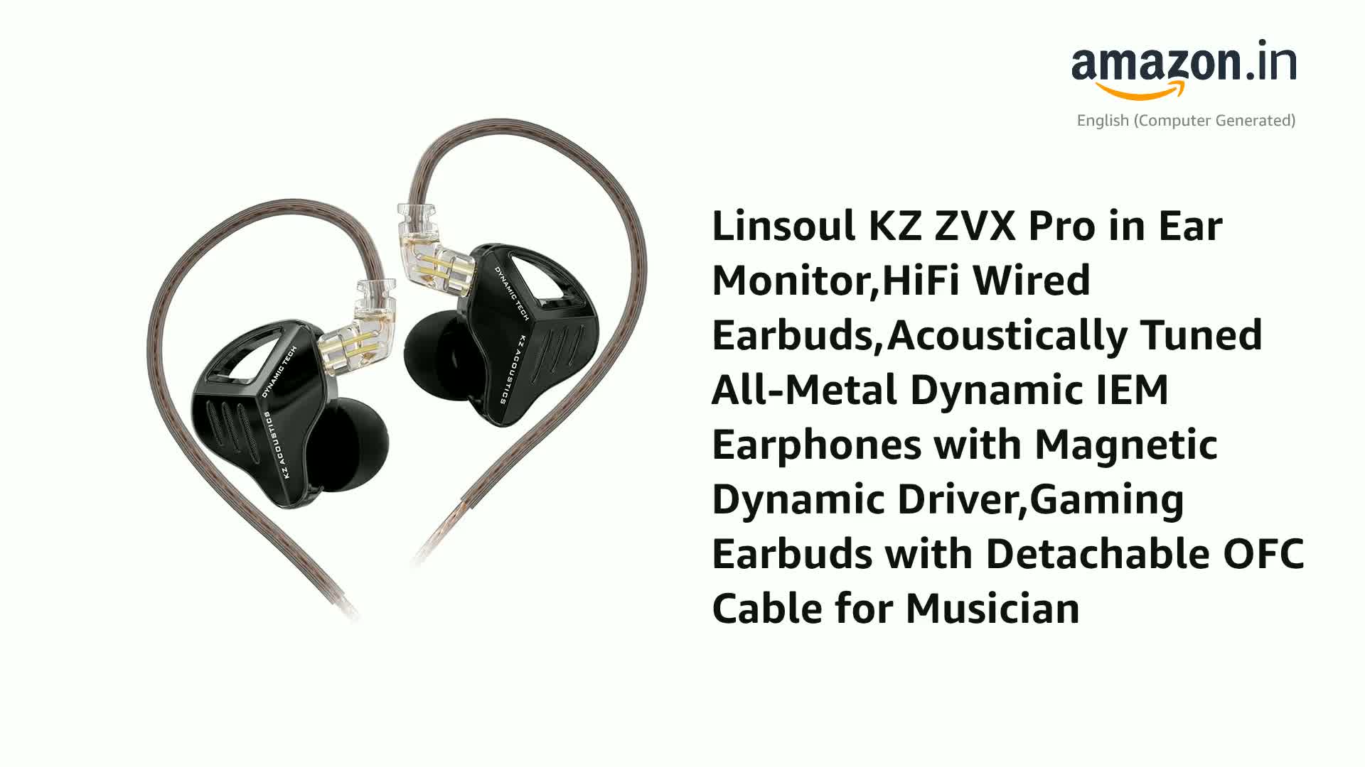Linsoul KZ ZVX Pro in Ear Monitor,HiFi Wired Earbuds,Acoustically