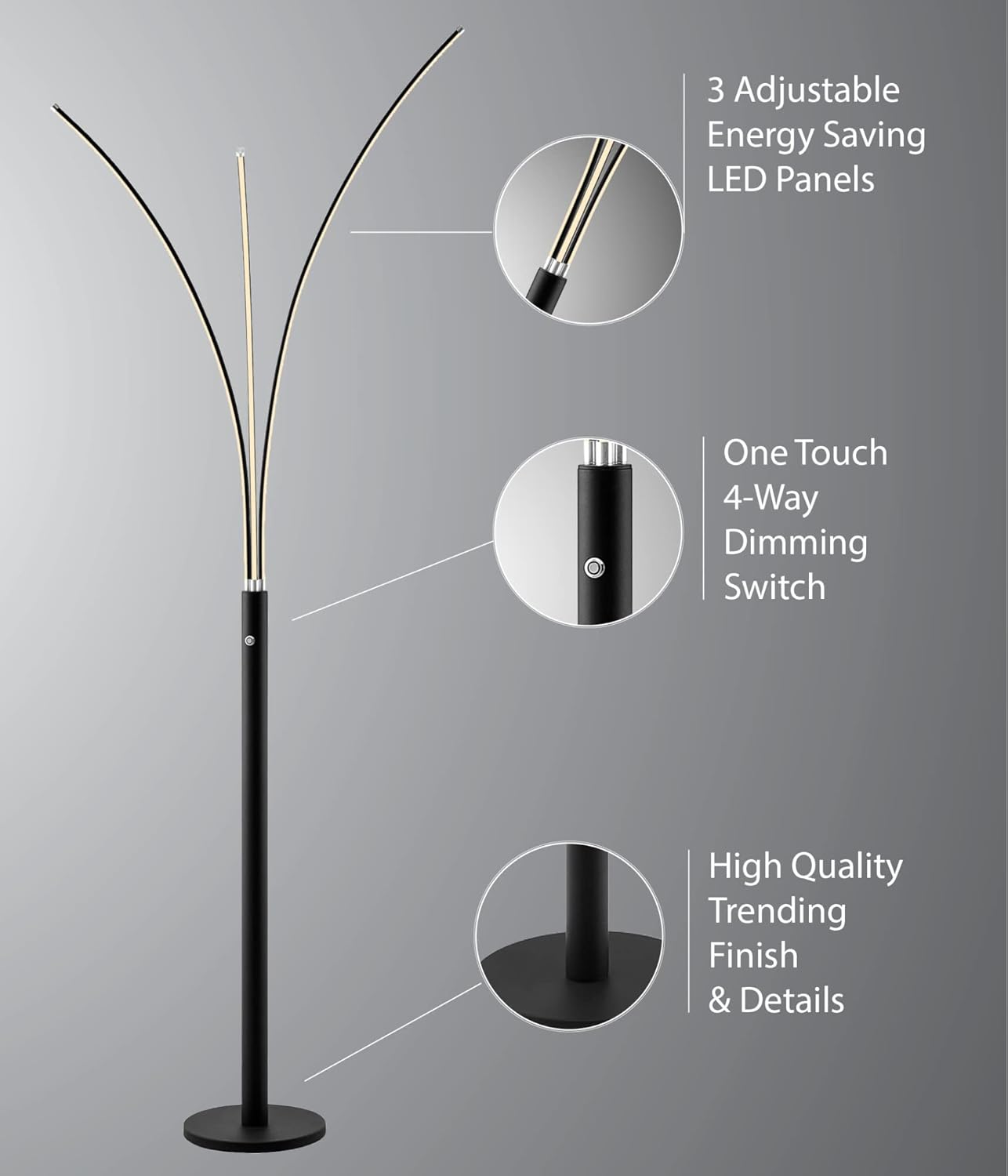 Lite Source Monita 80 3/4" Silver Metal LED Arc Floor Lamp