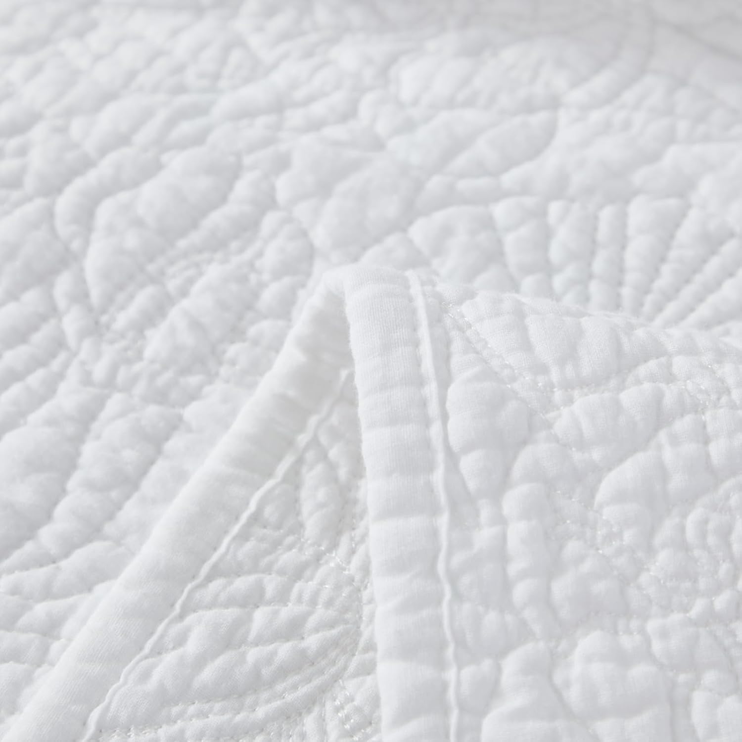 Brandream White Quilts King Size Cotton Quilt Set Botanical Matelasse Coverlet Set Cotton Bedspreads 3-Piece - Image 9