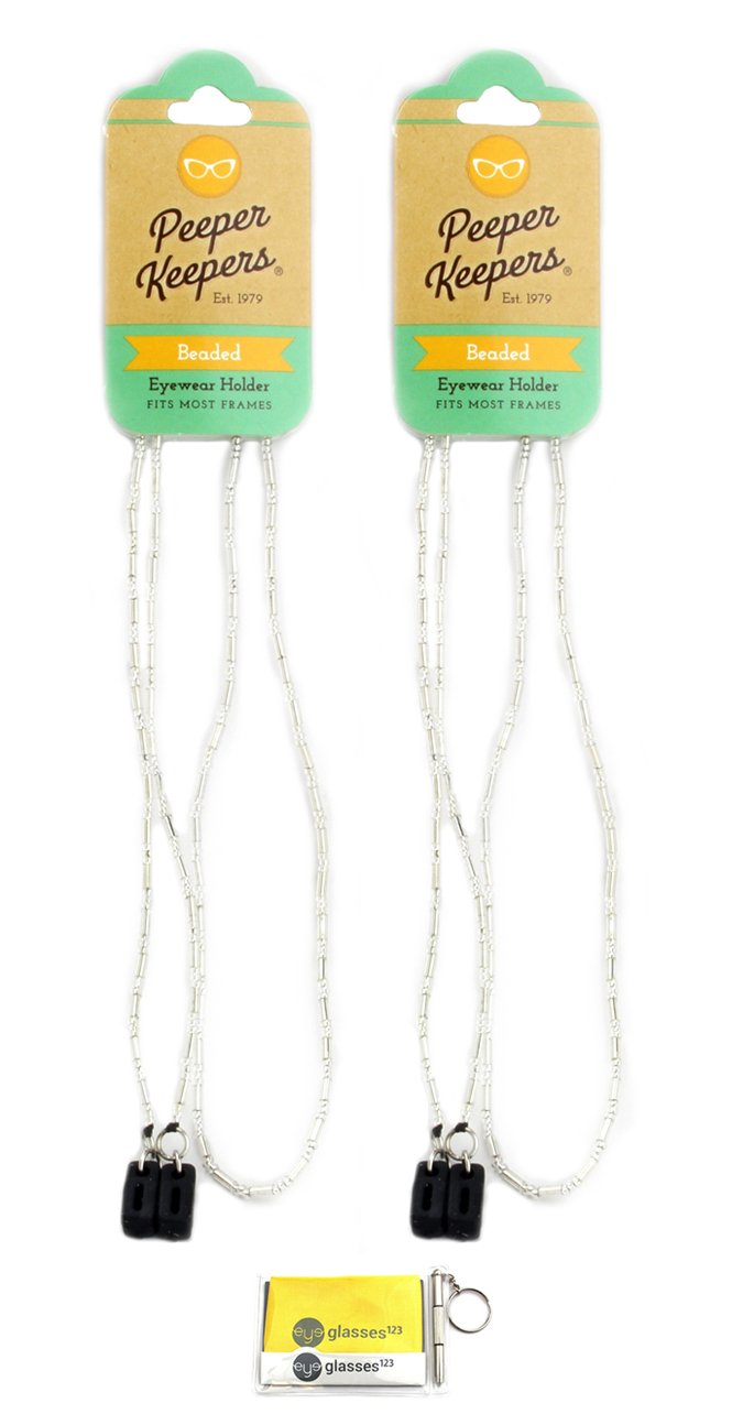 Eyeglass Holder, Sunglass Chain By Peeper Keepers Bugle Beads | w/Microfiber Cloth, Screwdriver