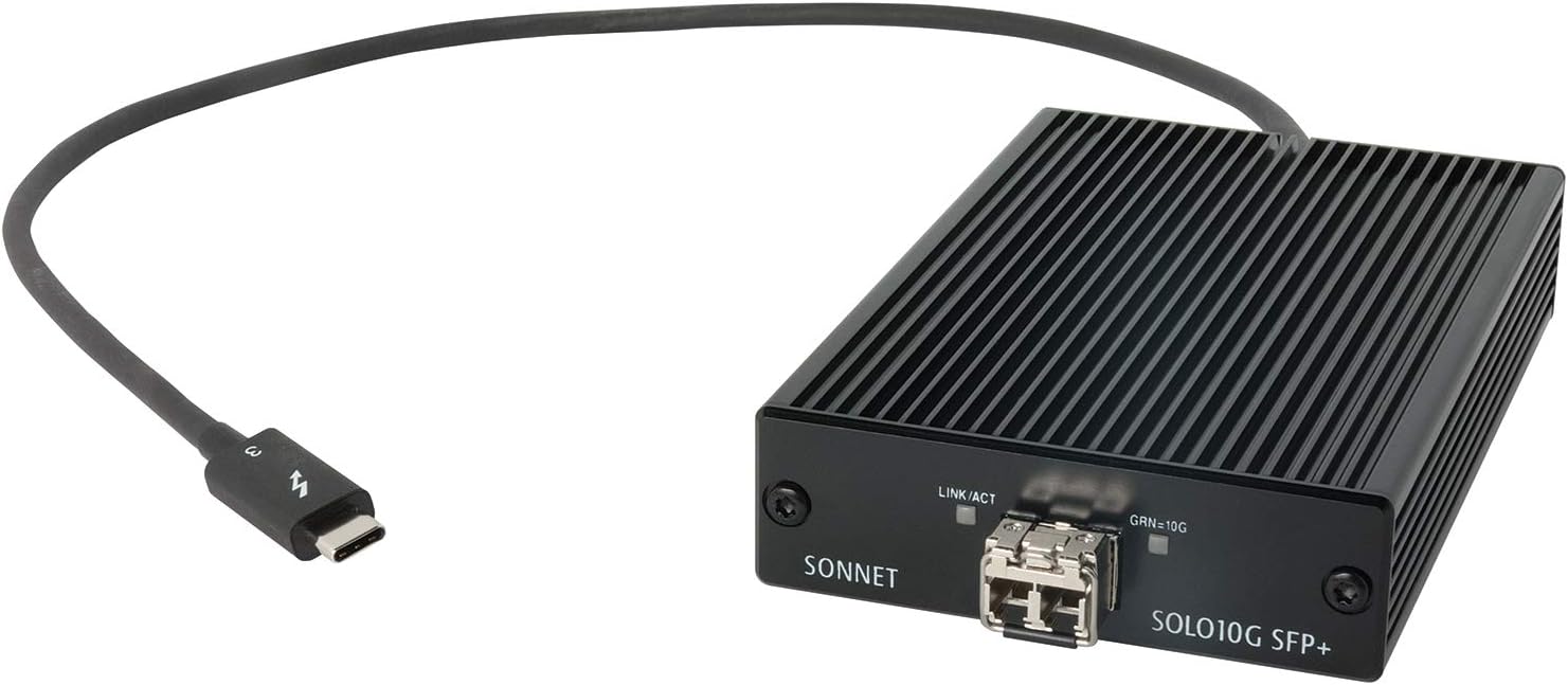 Sonnet Technologies SOLO10G-SFP-T3 Solo 10G Thunderbolt 3 to SFP+ 10 Gigabit Ethernet Adapter (SFP+ [SR] included)