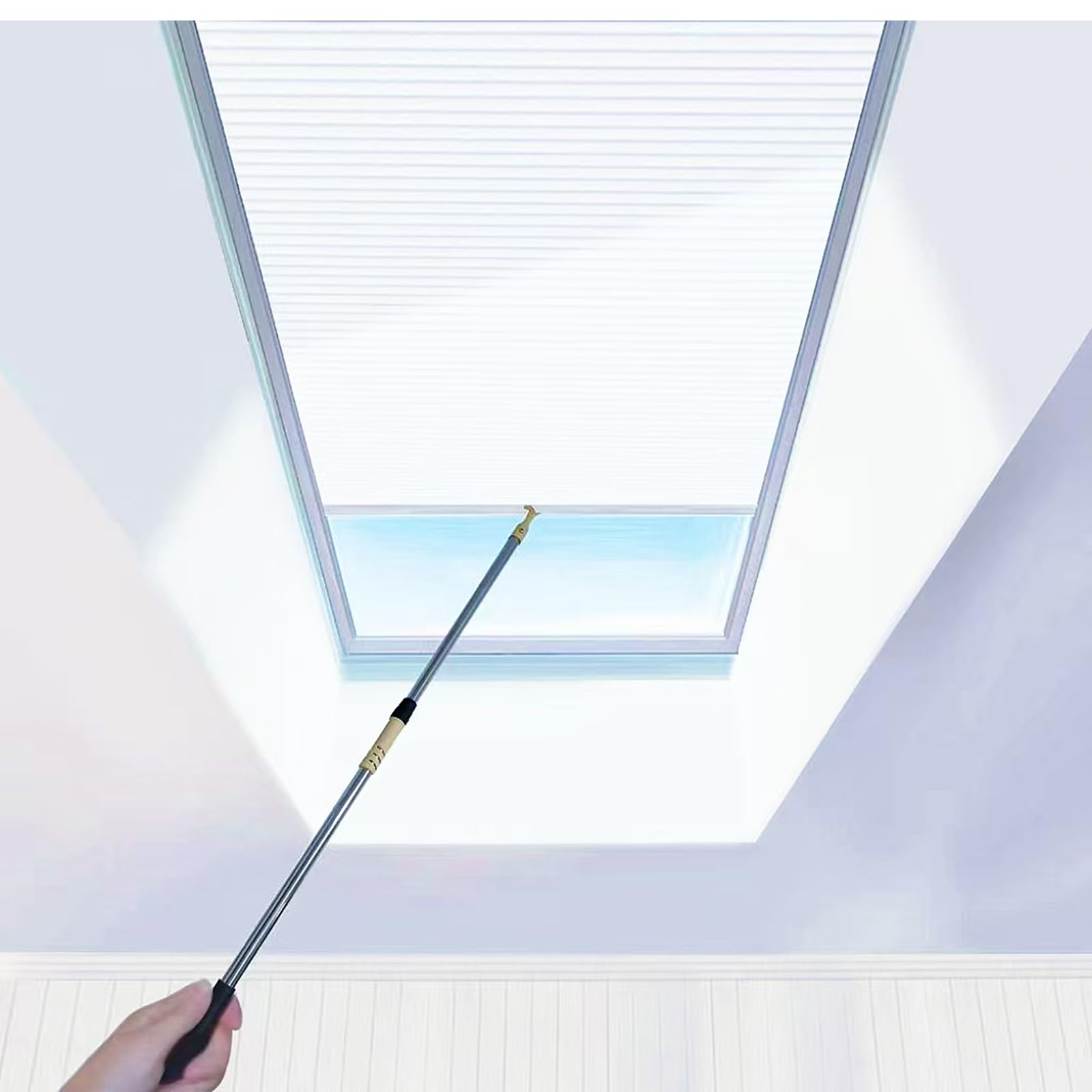 TIPIACE Manual Skylight Roof Window Cellular Honeycomb Half Blackout Waterproof Fabric Curtain Blinds，Light Blocking Thermal Insulation Blinds for Skylight (white 93020A)