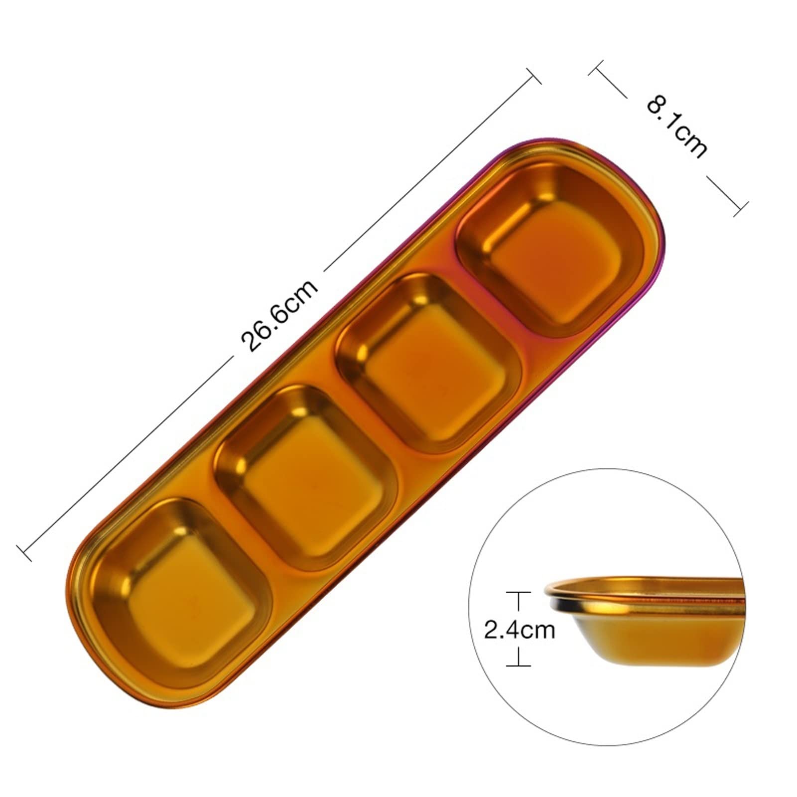4 Grid Gewürz Sauce Gericht Edelstahl Kleine Dip Schüssel Butter Sushi Platte Essig Soja