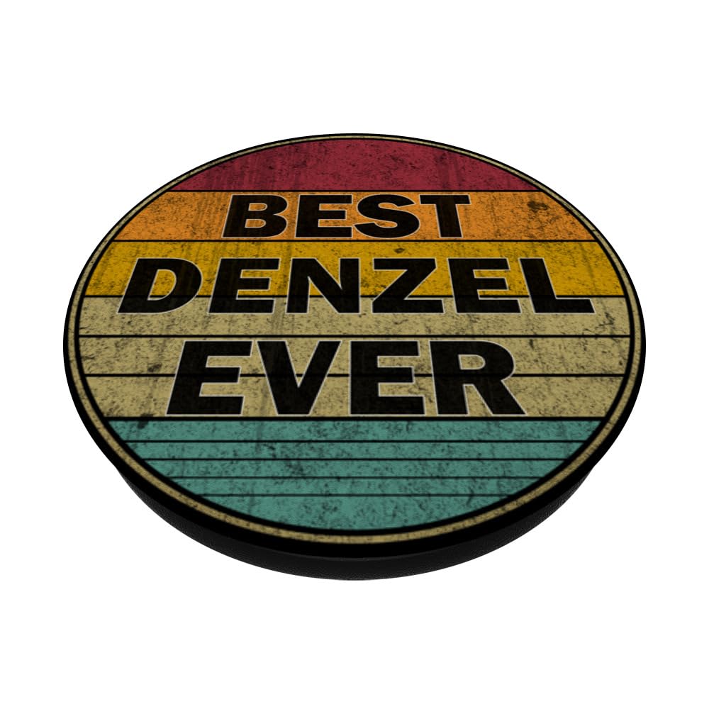 Personalized Name Denzel I love Denzel Retro vintage Style PopSockets Swappable PopGrip, Black - Image 2