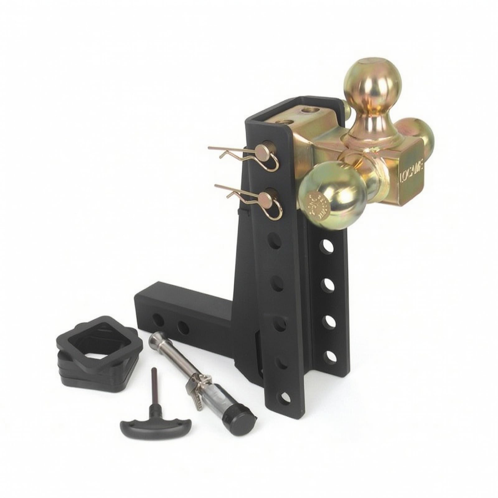 predolo Attelage à Trois Boules Réglable Attelage Remorque avec Goupille Verrouillage Anti-Bruit pour Professionnels du Transport, 9 Pouces