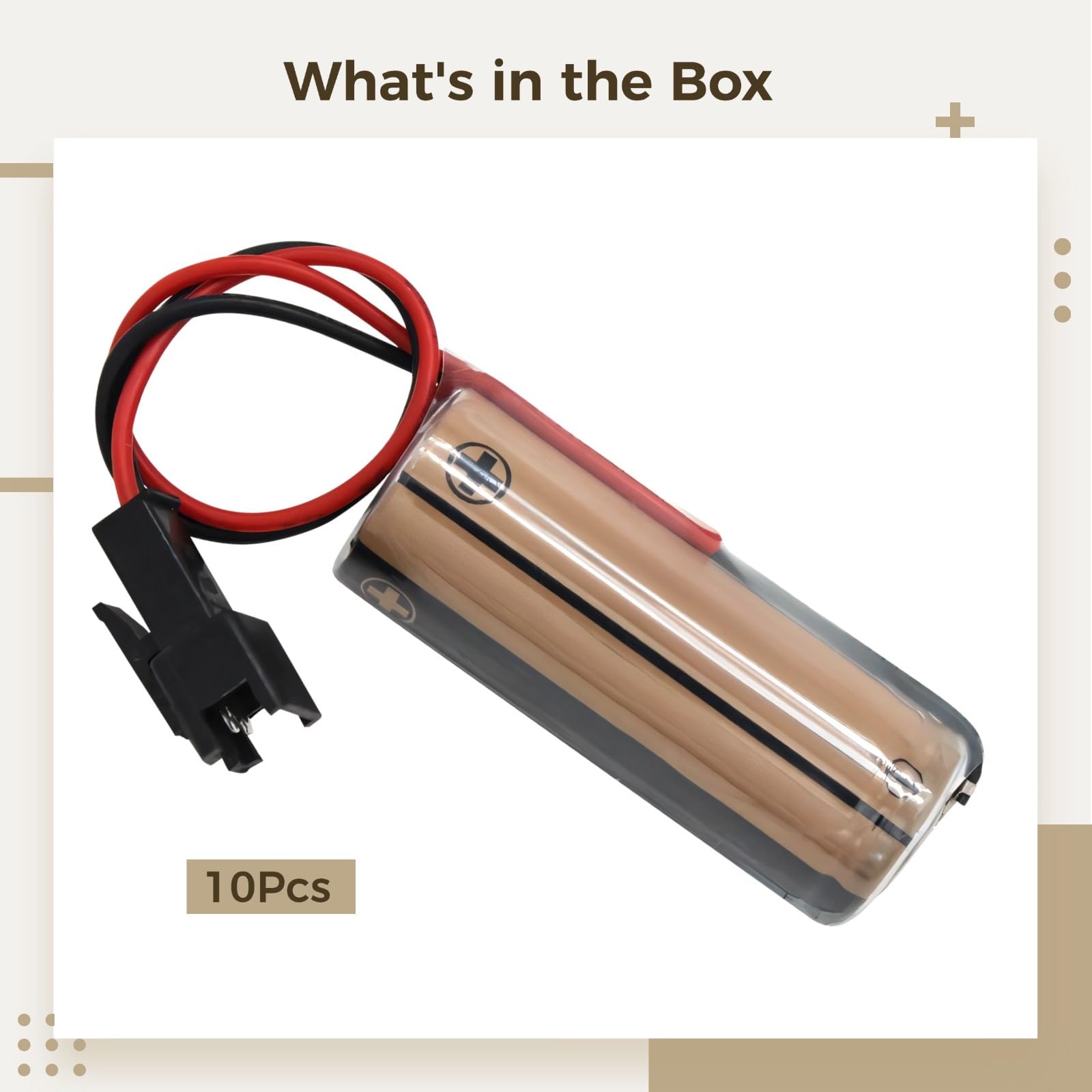 Cr8-Lhc Lot de 10 batteries au lithium 3 V avec connecteur pré-câblé à 2 broches pour équipement d'automatisation