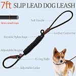 MayPaw Slip Lead Control Leash for Dogs No Pull, 13+ Colors Classic Dog Leash 7 FT Pet Slip Lead, 1/4” Rope Leashes for Small Medium Animals (7ft*1/4", Black)
