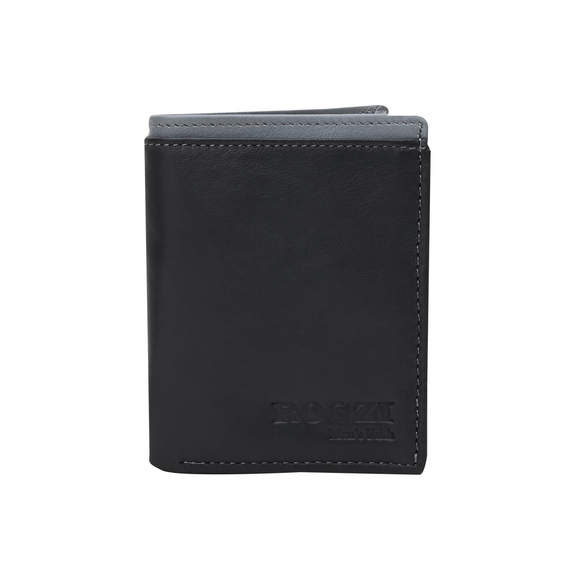 ROGZI Men's Kingdom Leather Wallet | Genuine Leather | RFID Protection | Magnetic Closure | 8 Card Slots | 2 Transparent ID Windows | Zipper Compartment for Secure Storage