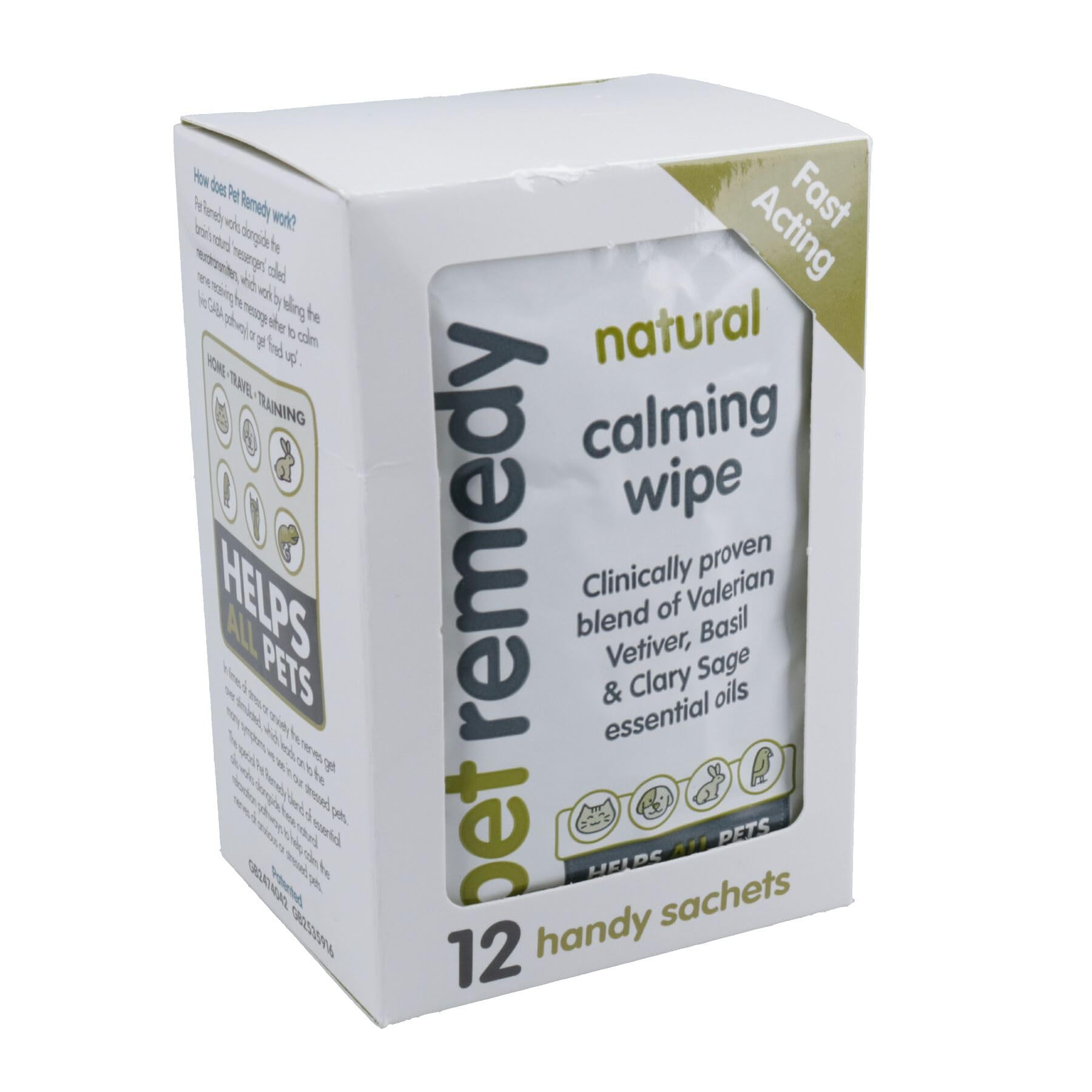 Lingettes apaisantes naturelles Pet Remedy pour chien et chat stressé x12