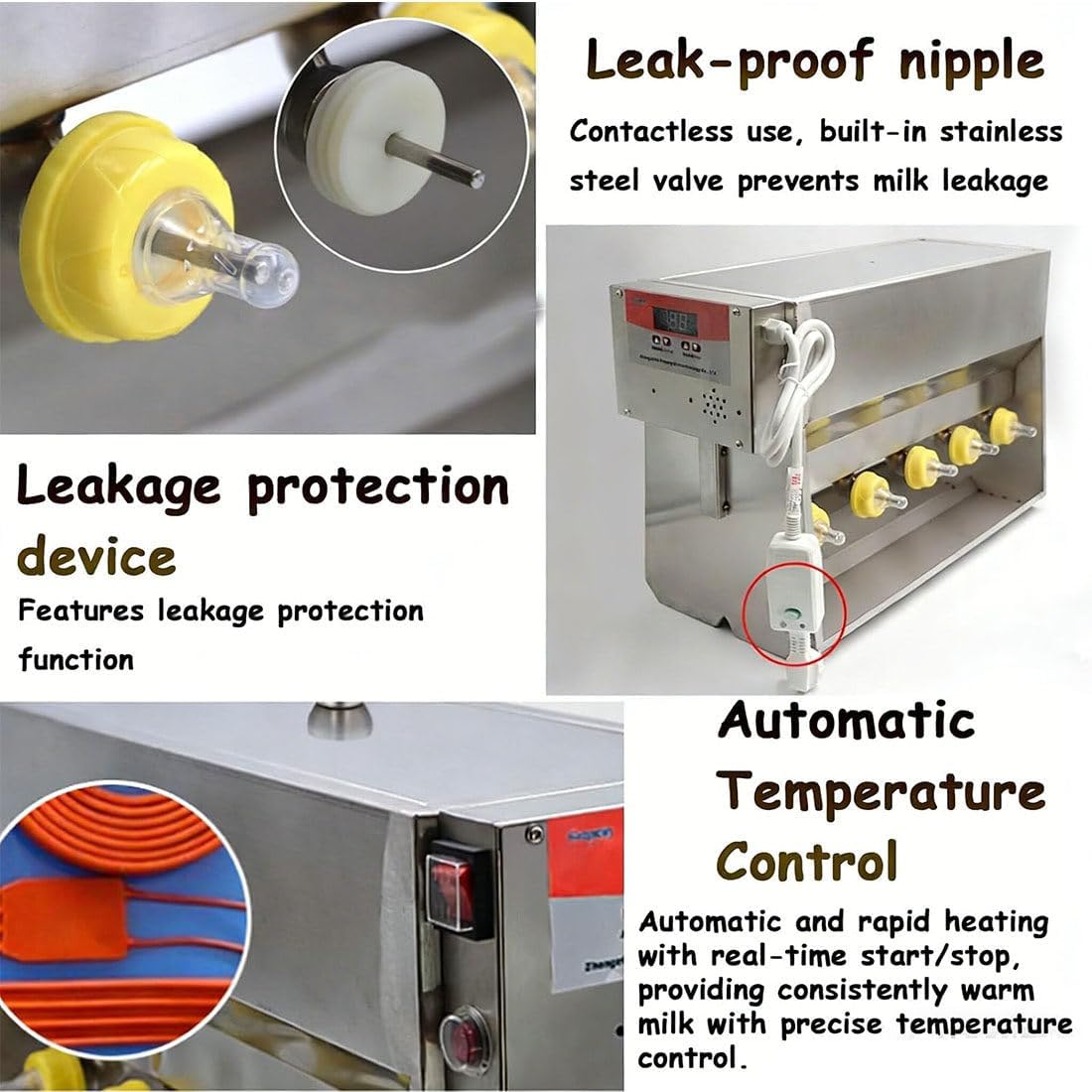 Universal Suckling Machine for Lambs,Automatic Piglet Feeder, Stainless Steel Constant Temperature Feeder,10/14 Fully Automatic Nipple Feeder,with Sound Simulation 10Nipples