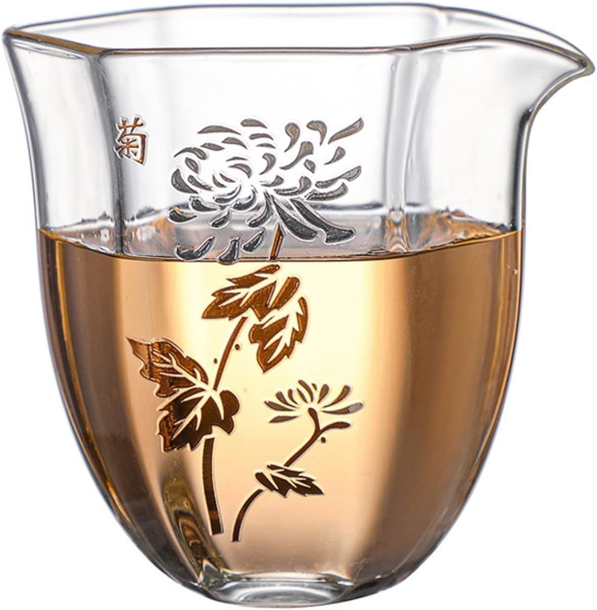Gravy Boat For Sauces, Dressing and creamer Hexagonal Glass Milk Jug Coffeeware Transparent Heat-resistant Tea Pitcher Teaware 200ml V Shape Spout Cup Sauce Boat Container (Color : E) (D)