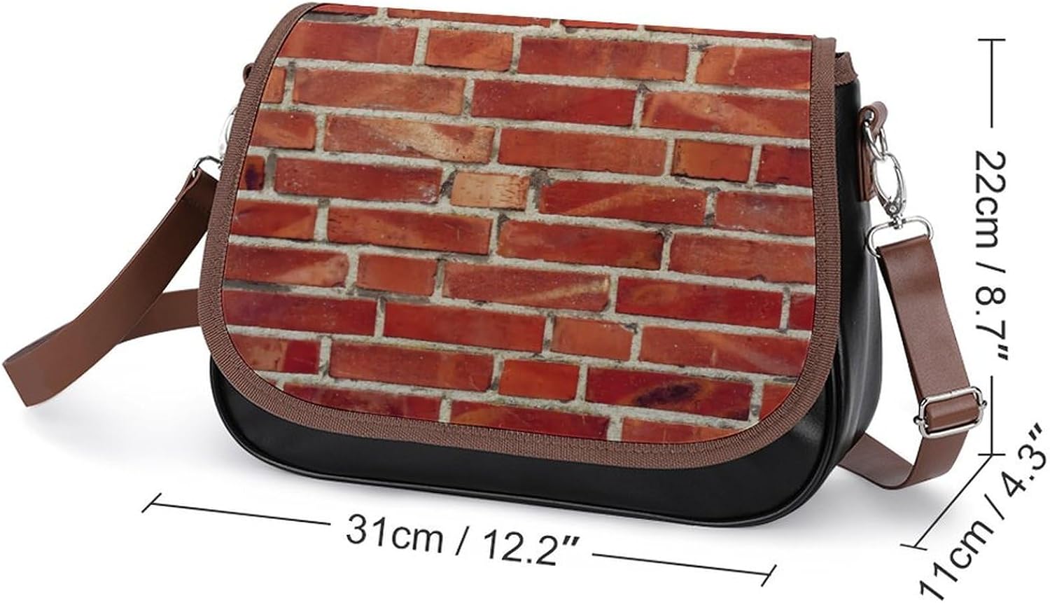 Red BrickWomen's Faux Leather Crossbody Bag, Waterproof Wrinkle-Resistant Shoulder Bag with Detachable Strap, Large Capacity Casual Handbag, Fashion Daily Purse for Shopping Work Dating, Ideal Gift Fo