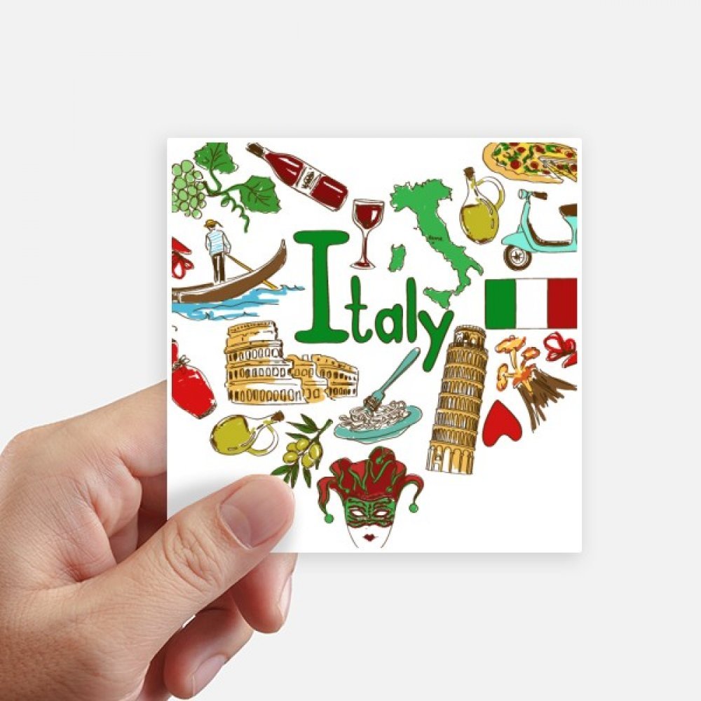 Autocollant carré Italie drapeau de 10 cm pour gourde et vélo