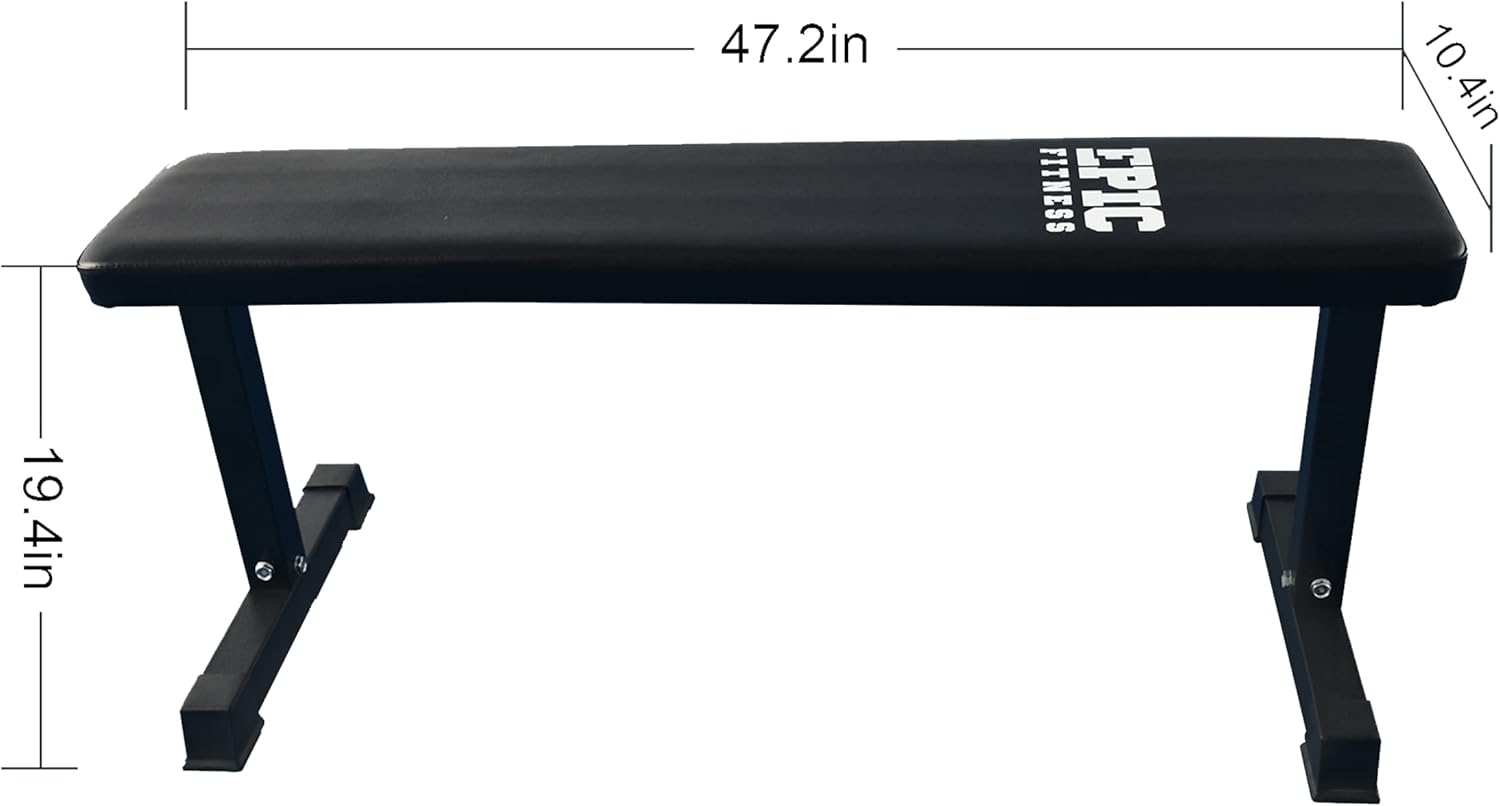 Epic Fitness 600LB Capacity 47" Flat Bench for Home Exercise Strength Workouts : Sports & Outdoors