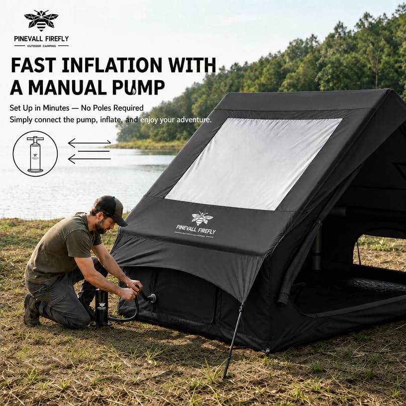 Image of 4-6 Person Inflatable Camp Tent PU2000 Water-Resistant Stove Jack AC Port