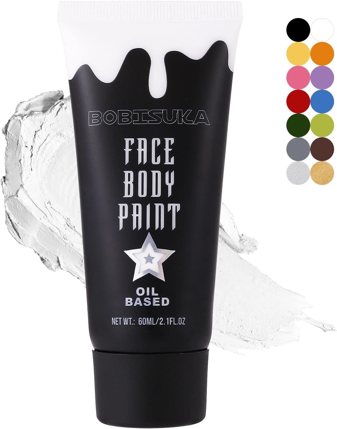 White Face Paint, Clown Makeup Body Paint, Blendable Cream Face Painting Kits for Skull Joker Vampire Mime , Halloween Skeleton Cosplay, Costume, Parties,Stage, Theater, 2.1 fl oz (60ml)