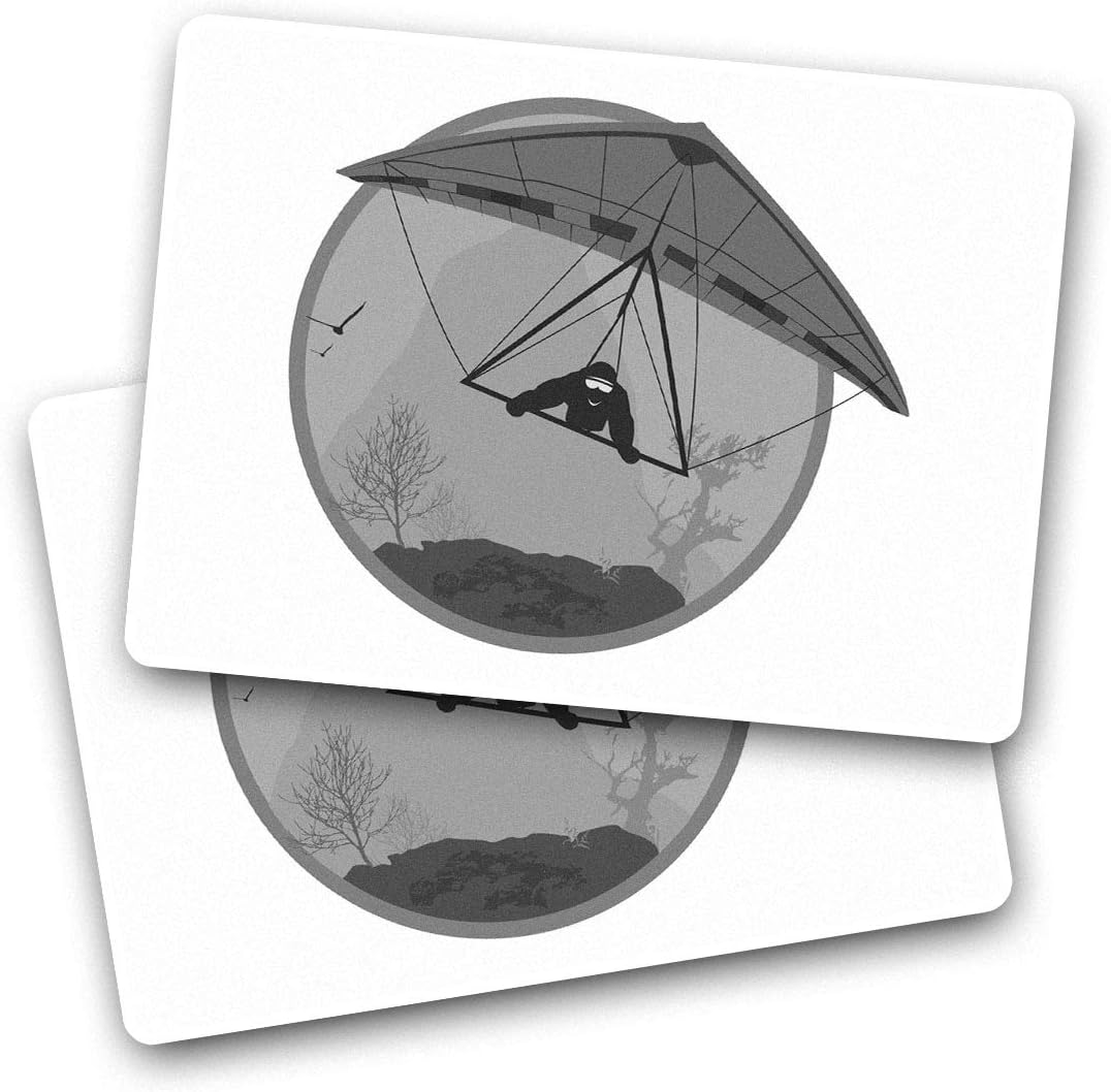 Rectangle Stickers(Set of 2) 7.5cm BW - Hang Gliding Extreme Sports Fun Decals for Laptops,Tablets,Luggage,Scrap Booking,Fridges, #40665