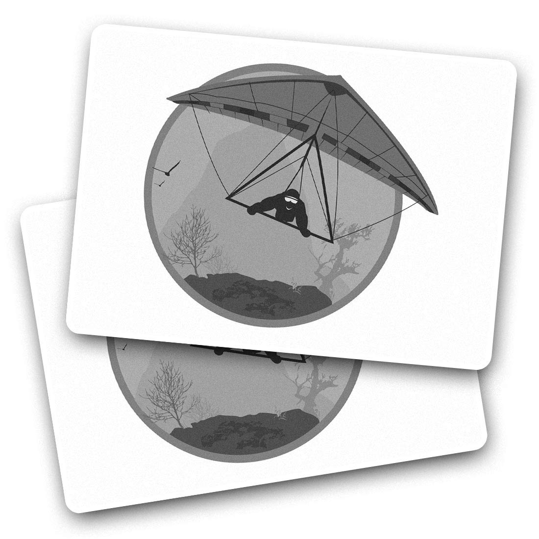 Rectangle Stickers(Set of 2) 7.5cm BW - Hang Gliding Extreme Sports Fun Decals for Laptops,Tablets,Luggage,Scrap Booking,Fridges, #40665