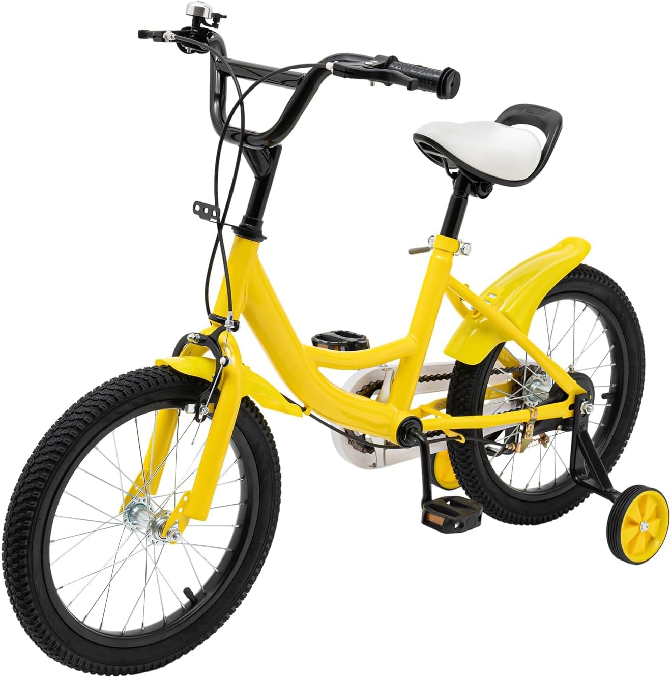 HauTour Bicicleta para niños de 14, 16, 18, 20", bicicleta infantil de acero rico en carbono con volante y sillín de altura ajustable, para niños de 3 a 9 años