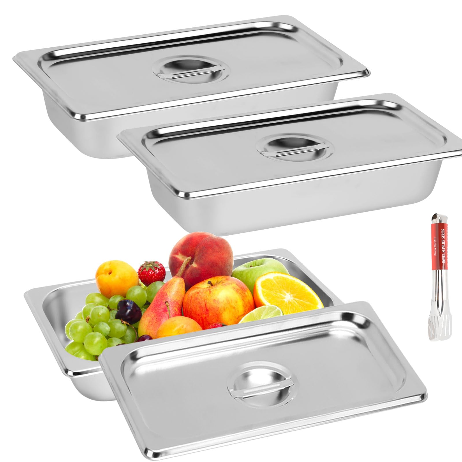 Set 3 Contenitori In Acciaio Inox 32.6x17.8x6.5 Cm - Con Coperchio Per Alimenti Resistente Al Calore - Foto 10