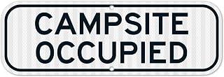 Campsite Occupied Sign Funny Camping Decor, Warning Themed, Metal Tin Sign 4x16 inch, Campsite Yard Outdoor Decoration
