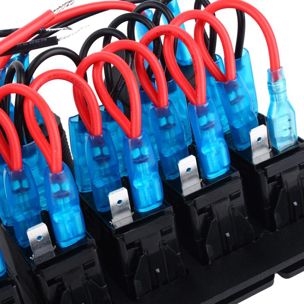 Pannello Interruttori a Bilanciere Marino, 6 Pulsanti LED Blu, 12-24V, Impermeabile, per Auto Camper Barca